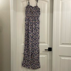 Long pant romper, size extra small with pockets and adjustable strap